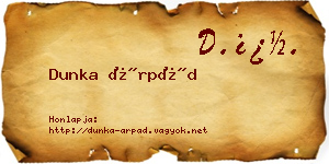 Dunka Árpád névjegykártya