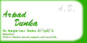 arpad dunka business card